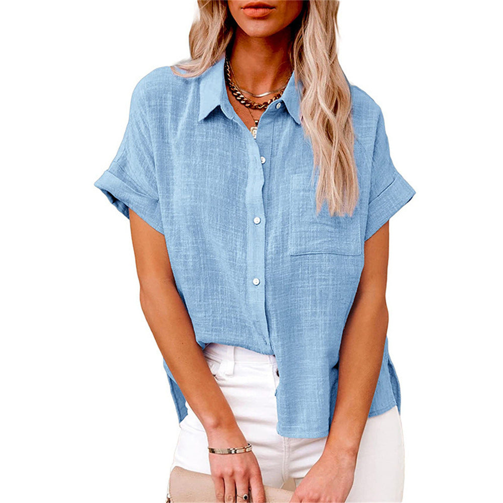 Blouse Katoen Linnen Luchtige Dames Loose Pasvorm Zomer