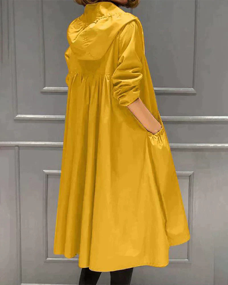 Dames Lange Regenjas – Waterdichte Jas met Capuchon voor Volledige Bescherming