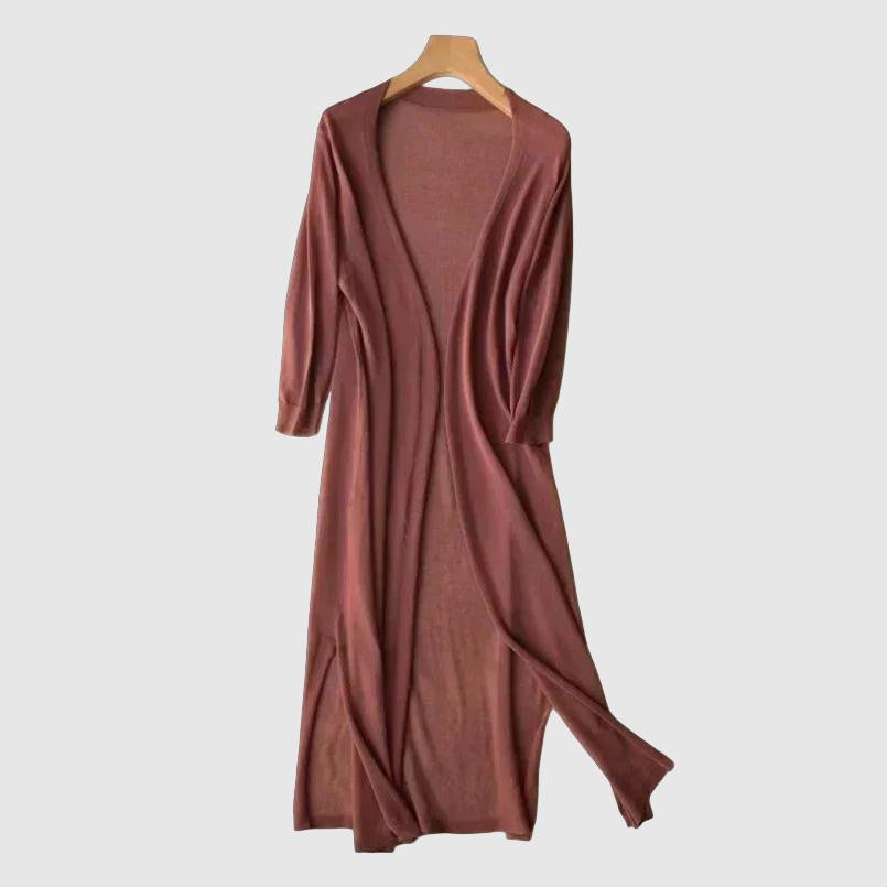 Lange Cardigan Lichtgewicht Open Voortrui Zachte Laag