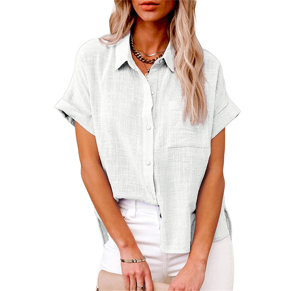 Blouse Katoen Linnen Luchtige Dames Loose Pasvorm Zomer