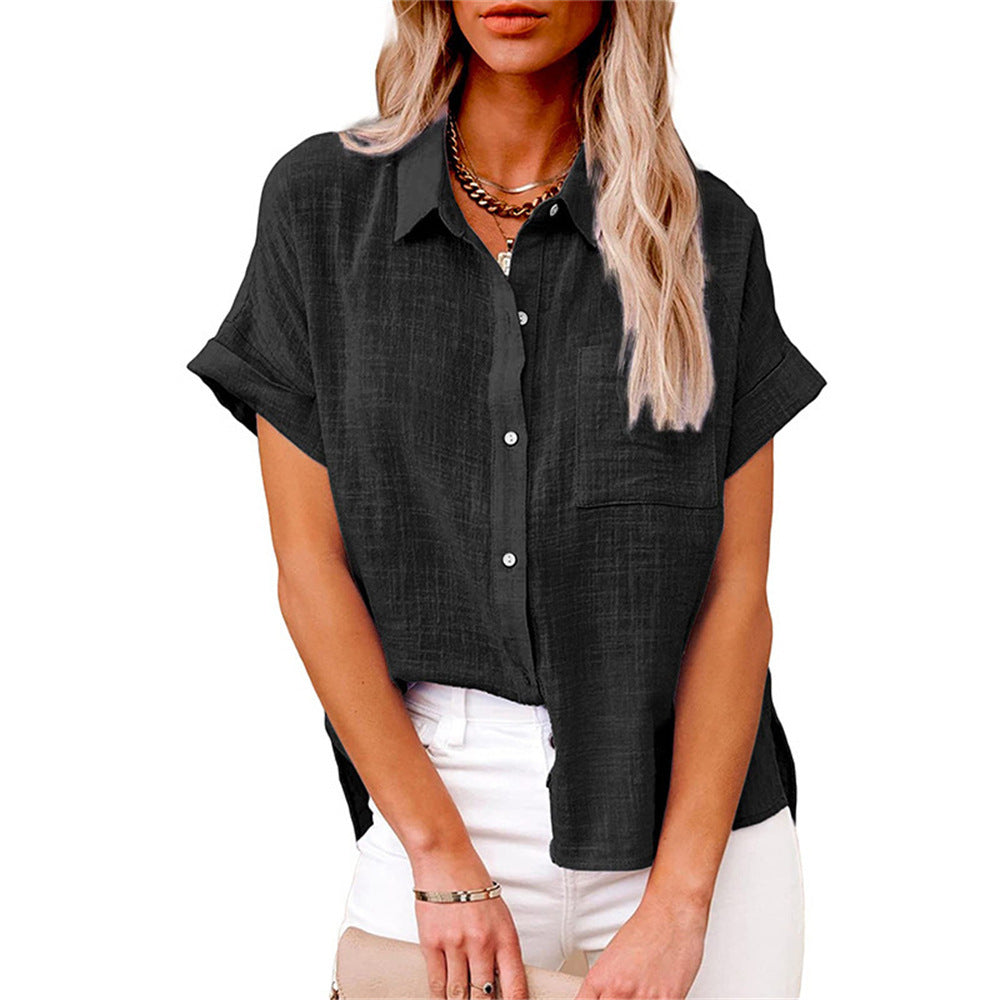 Blouse Katoen Linnen Luchtige Dames Loose Pasvorm Zomer