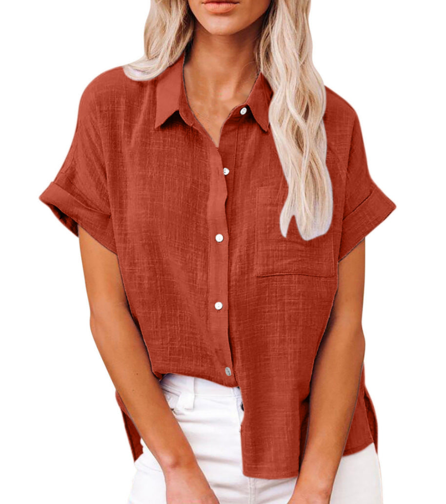 Blouse Katoen Linnen Luchtige Dames Loose Pasvorm Zomer