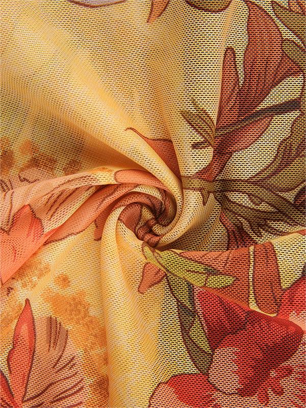 Crop top met bloemenpatroon en halternek van mesh 6