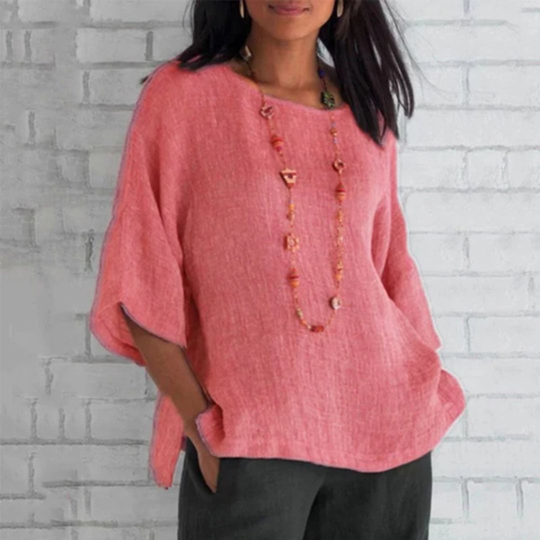 Dames Linnen Top Lichtgewicht Ademend Casual Blouse 0