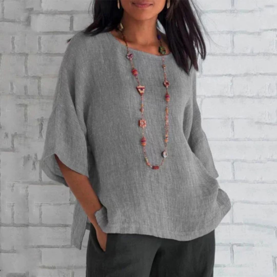 Dames Linnen Top Lichtgewicht Ademend Casual Blouse 2