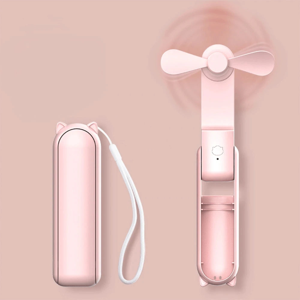 Draagbare Mini Handventilator met 2000mAh Powerbank en Vouwfunctie 7