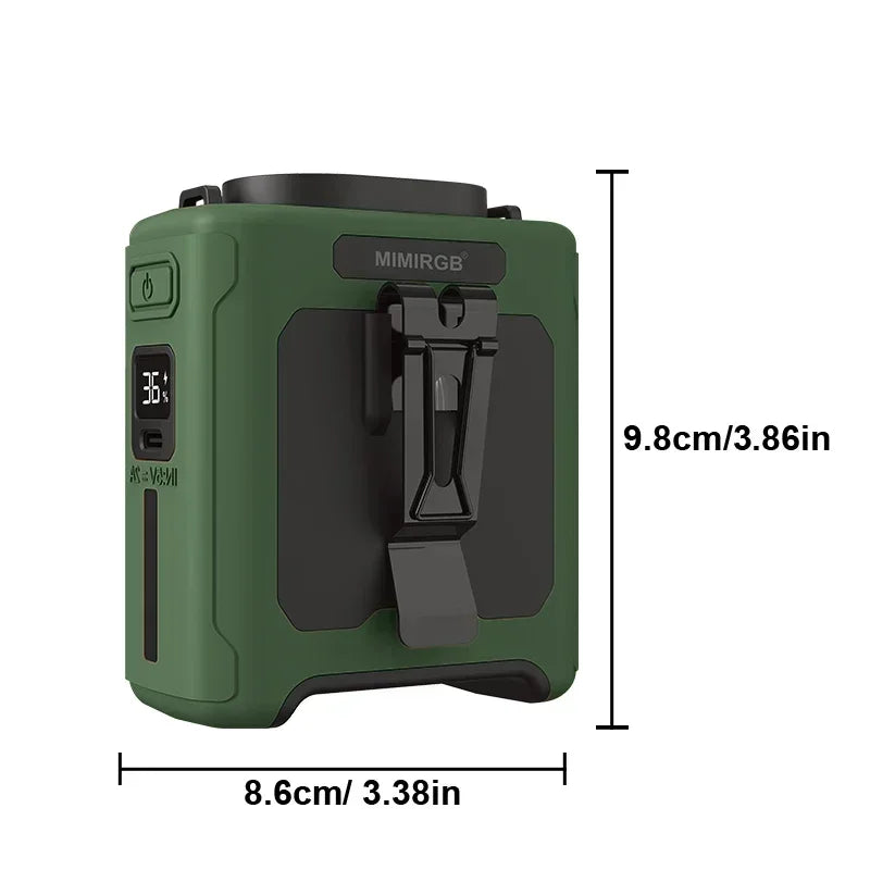 Draagbare Tailleventilator 10000mAh met Powerbank en LED Licht 5