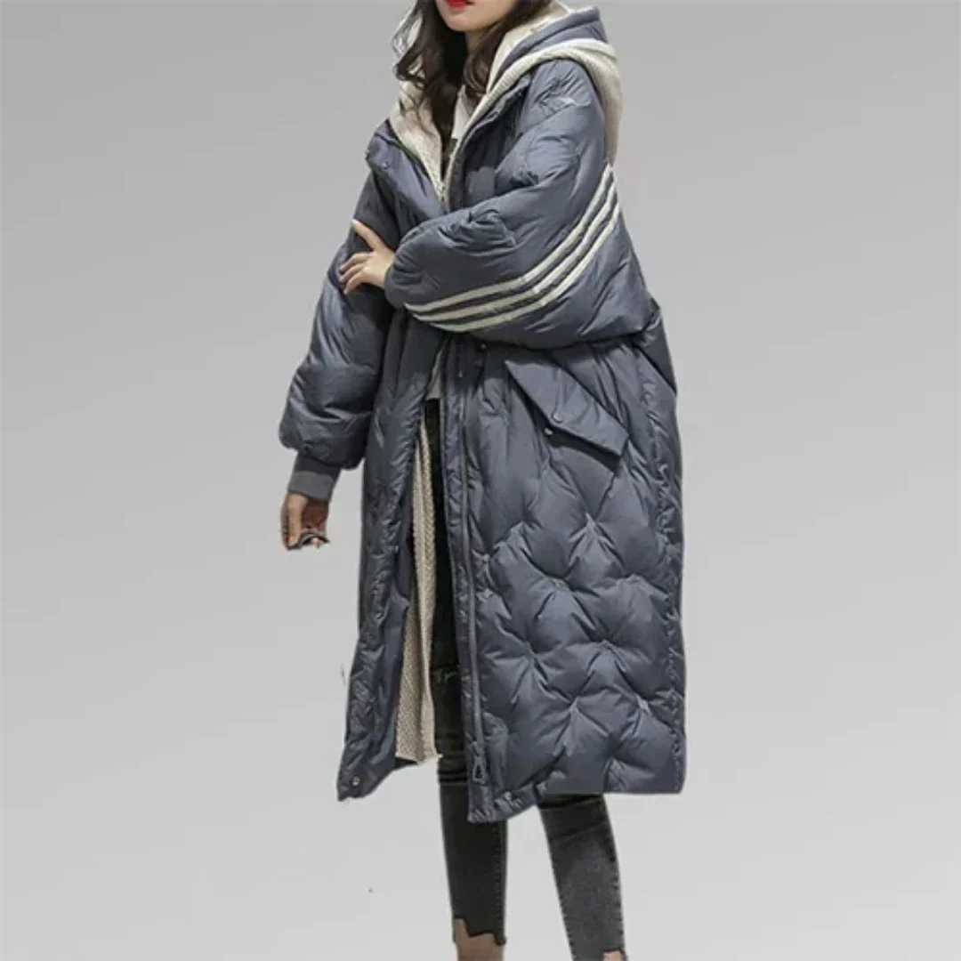Dames Lange Winterjas – Oversized Gequiltte Jas met Comfortabele Pasvorm