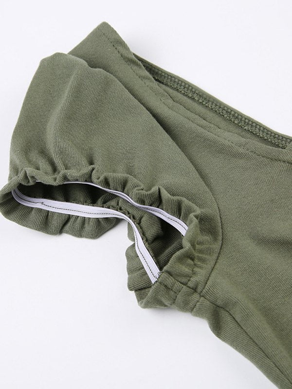 Groene feeën grunge top met korte mouwen en kant 7