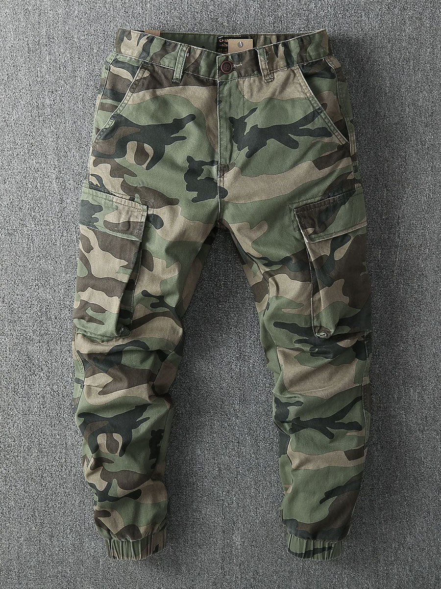 Heren Cargo Jogger Broek Katoen Camouflage 0