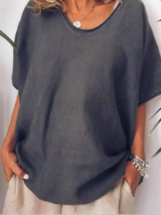 Klassieke losse blouse voor dames | korte mouwen 0