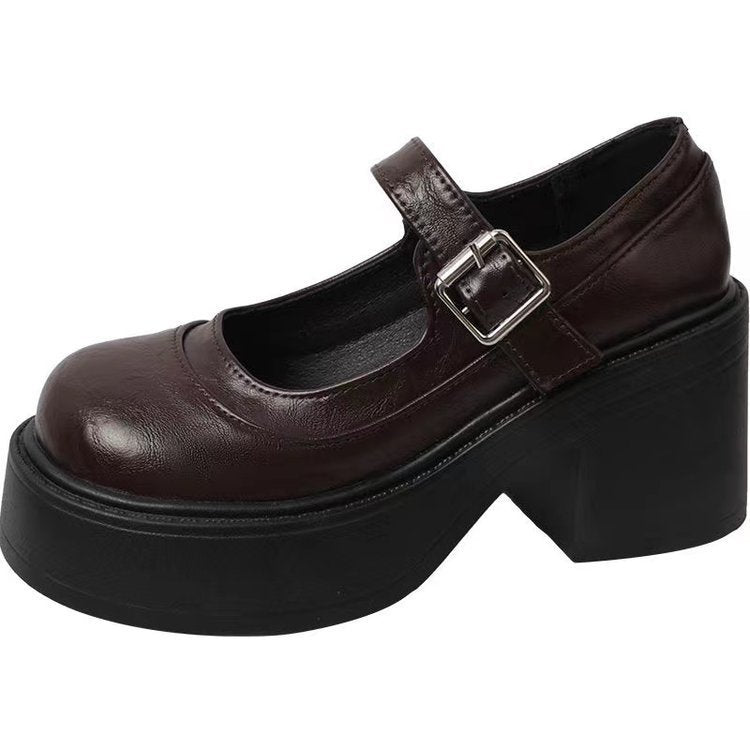 Dames Platform Schoenen Blokhak Mary Jane Band Rondneus - Hakken Dames