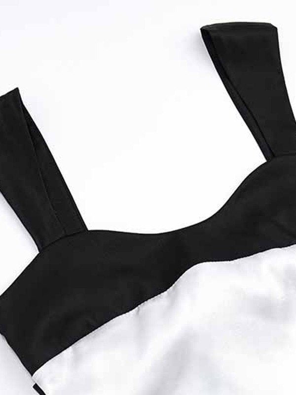 Patchwork satijnen tanktop met rugband 7