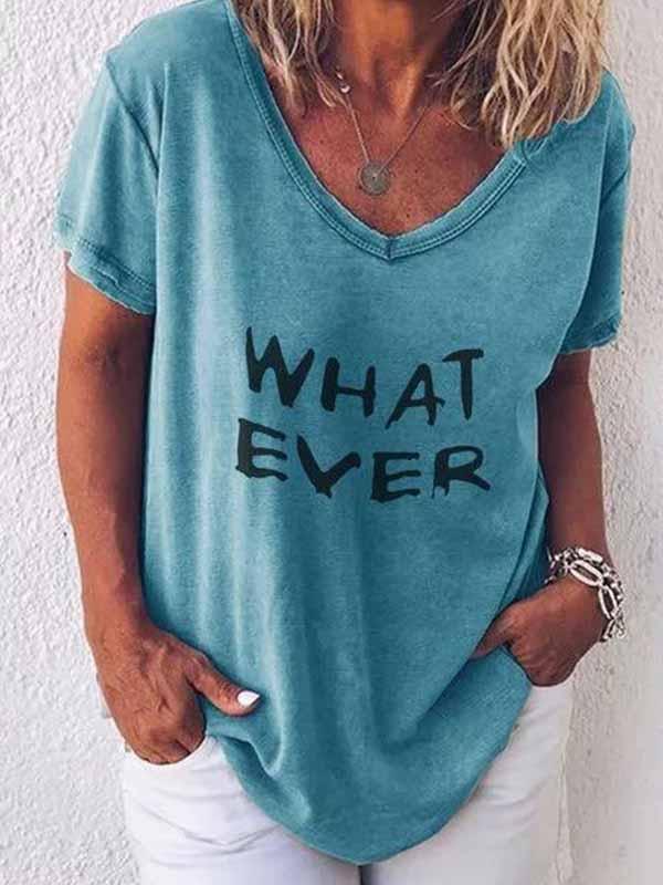 T Shirt Heren met Letterprint Whatever - Losse Pasvorm, Korte Mouwen 1