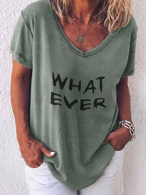 T Shirt Heren met Letterprint Whatever - Losse Pasvorm, Korte Mouwen 2