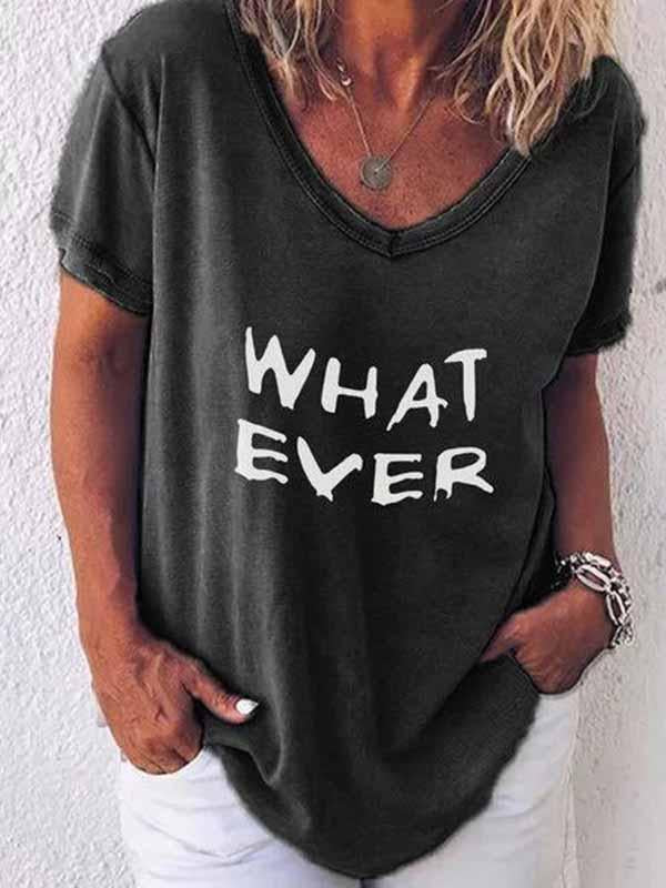 T Shirt Heren met Letterprint Whatever - Losse Pasvorm, Korte Mouwen 3