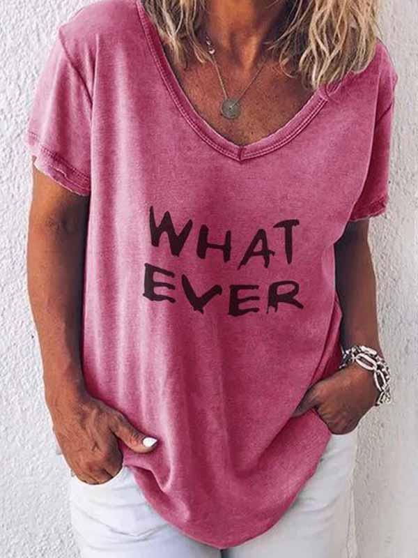 T Shirt Heren met Letterprint Whatever - Losse Pasvorm, Korte Mouwen 4