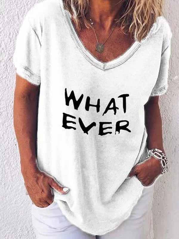 T Shirt Heren met Letterprint Whatever - Losse Pasvorm, Korte Mouwen 5