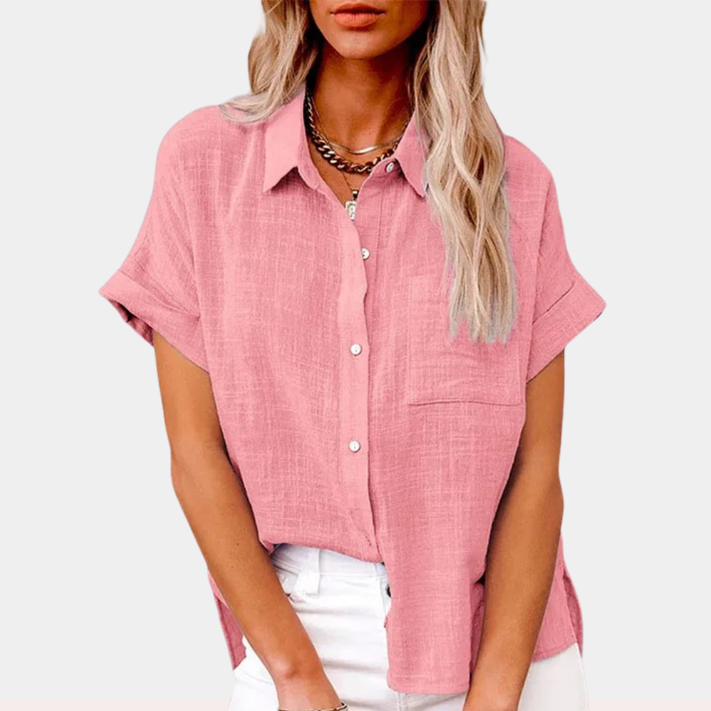 Blouse Katoen Linnen Luchtige Dames Loose Pasvorm Zomer