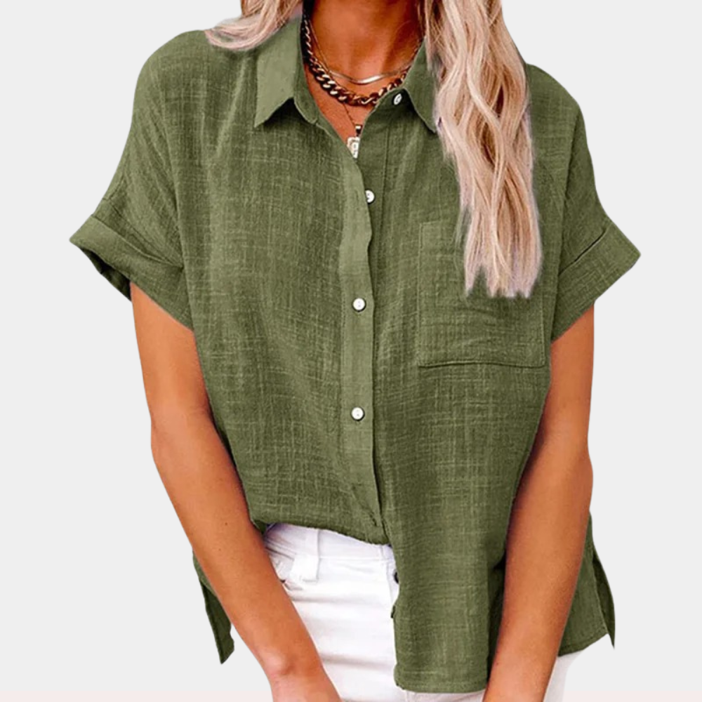 Blouse Katoen Linnen Luchtige Dames Loose Pasvorm Zomer
