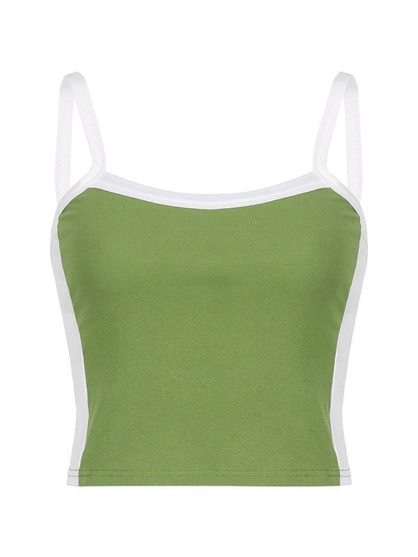 Vintage crop cami-top met contraststreep 3