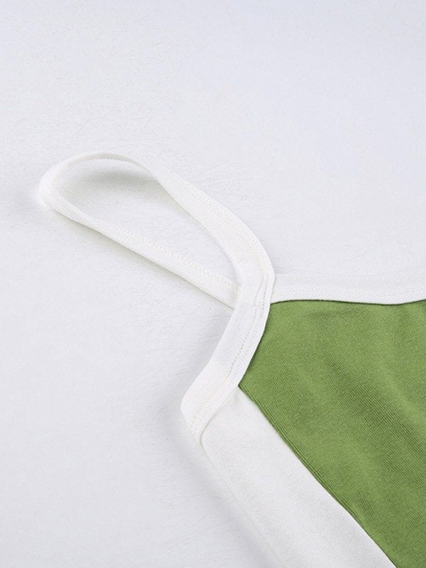 Vintage crop cami-top met contraststreep 4