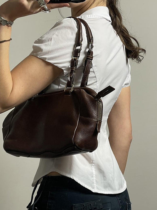 Wit vintage slim-taille V-hals shirt met korte mouwen 4