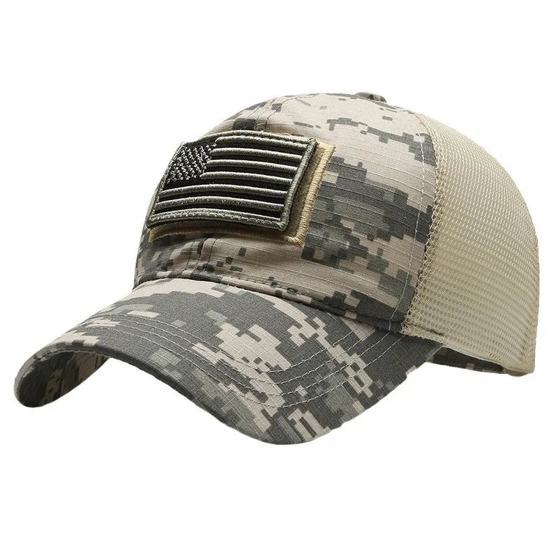Zwarte Baseball Cap met Ademend Mesh Achterkant en Geborduurde Amerikaanse Vlag Patch voor Comfort en Stijl