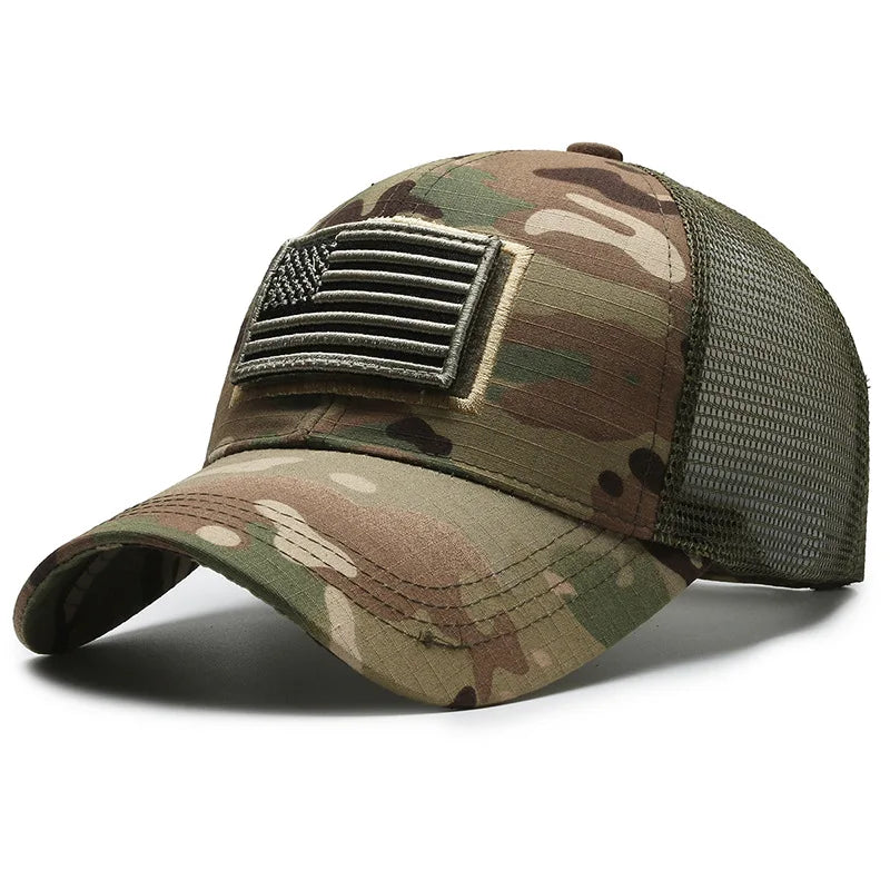 Zwarte Baseball Cap met Ademend Mesh Achterkant en Geborduurde Amerikaanse Vlag Patch voor Comfort en Stijl