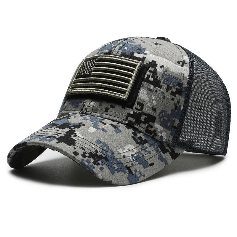 Zwarte Baseball Cap met Ademend Mesh Achterkant en Geborduurde Amerikaanse Vlag Patch voor Comfort en Stijl