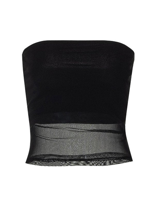 Zwarte mesh bandeautop met panelen 7