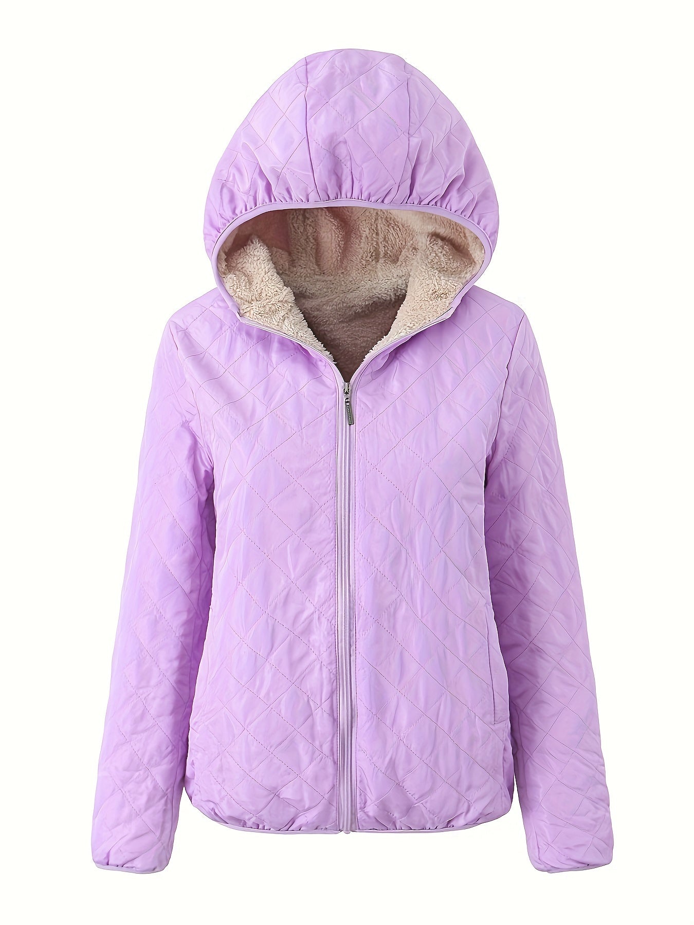 Dames Gewatteerde Jas Met Rits En Capuchon Katoenmix Pasvorm