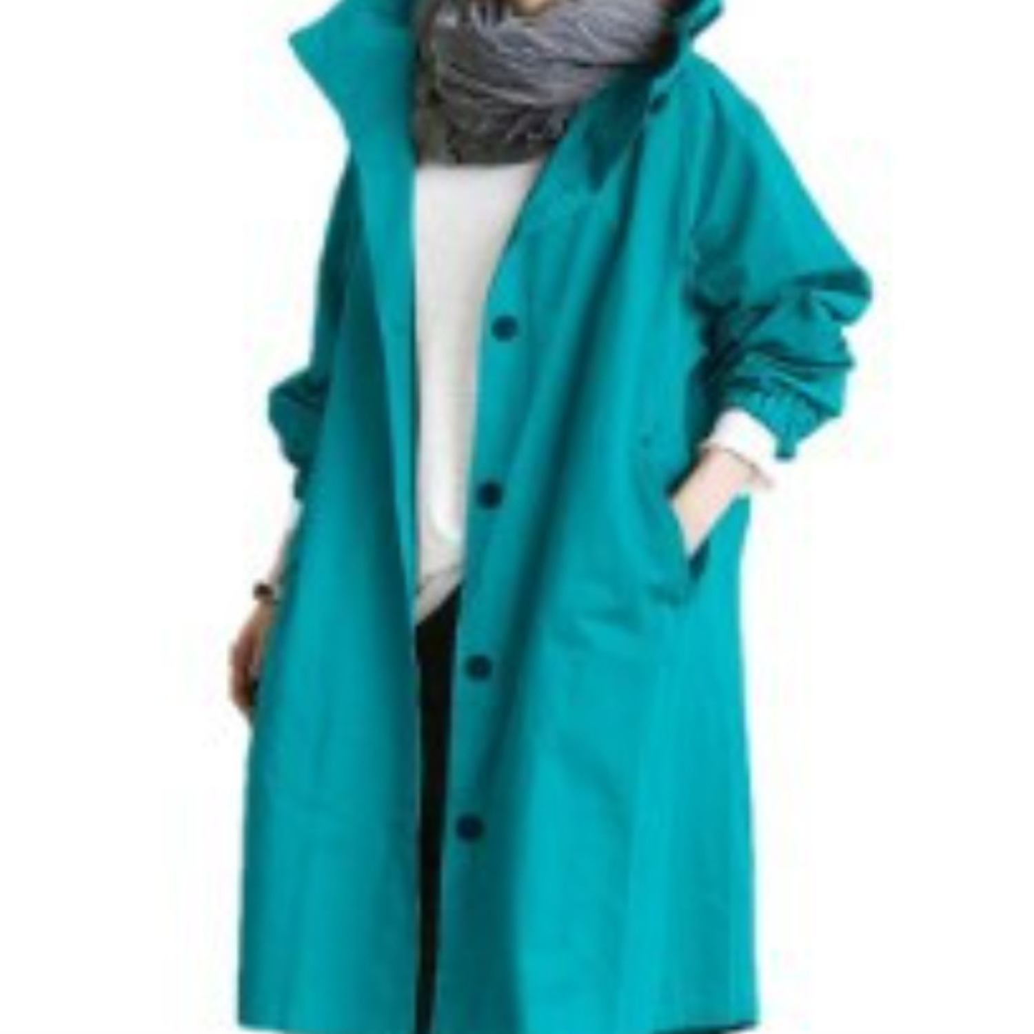 Dames Lange Trenchcoat Capuchon Wind en Waterdicht