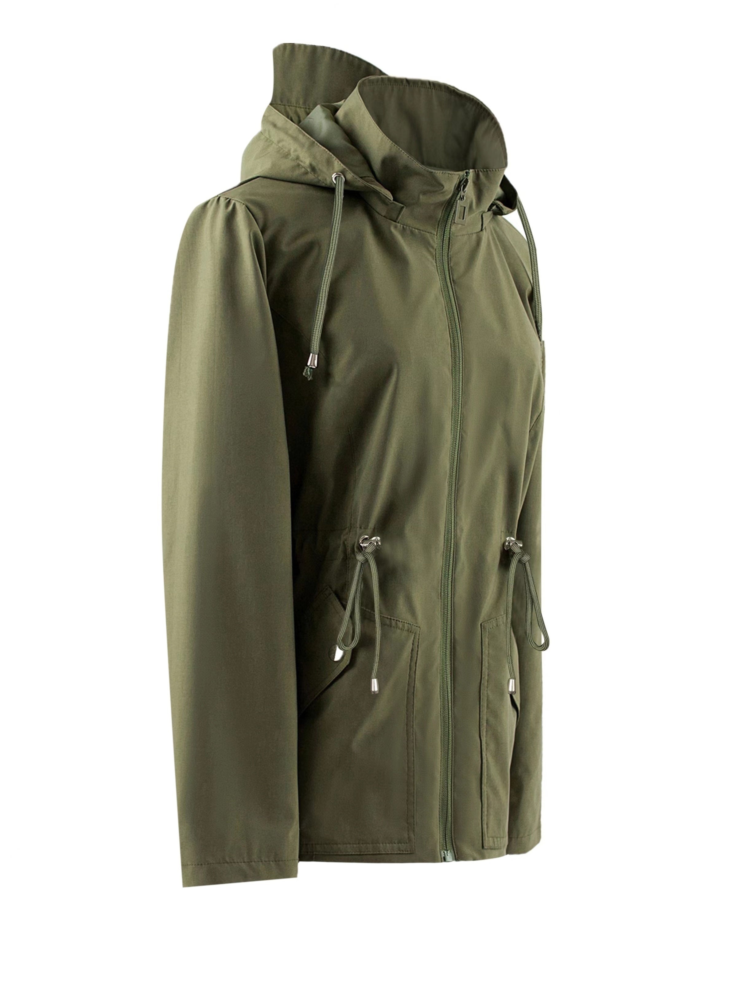 Dames Waterdichte Getailleerde Lente- en Herfstjas met Capuchon - Trenchcoat