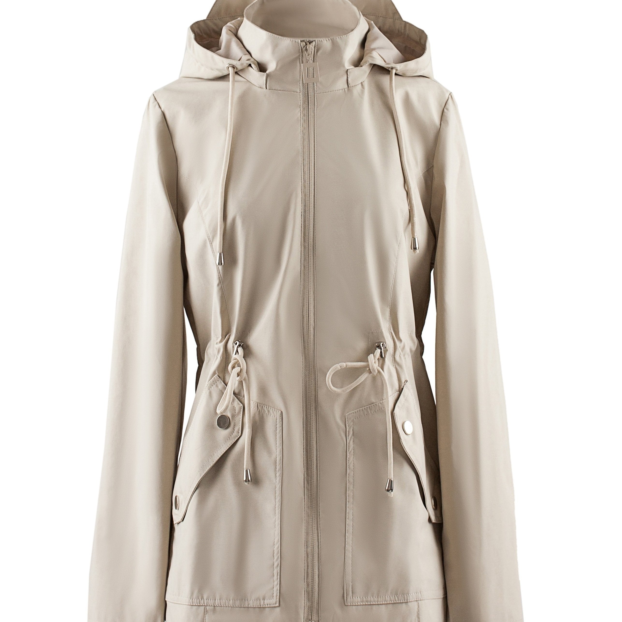Dames Waterdichte Getailleerde Lente- en Herfstjas met Capuchon - Trenchcoat