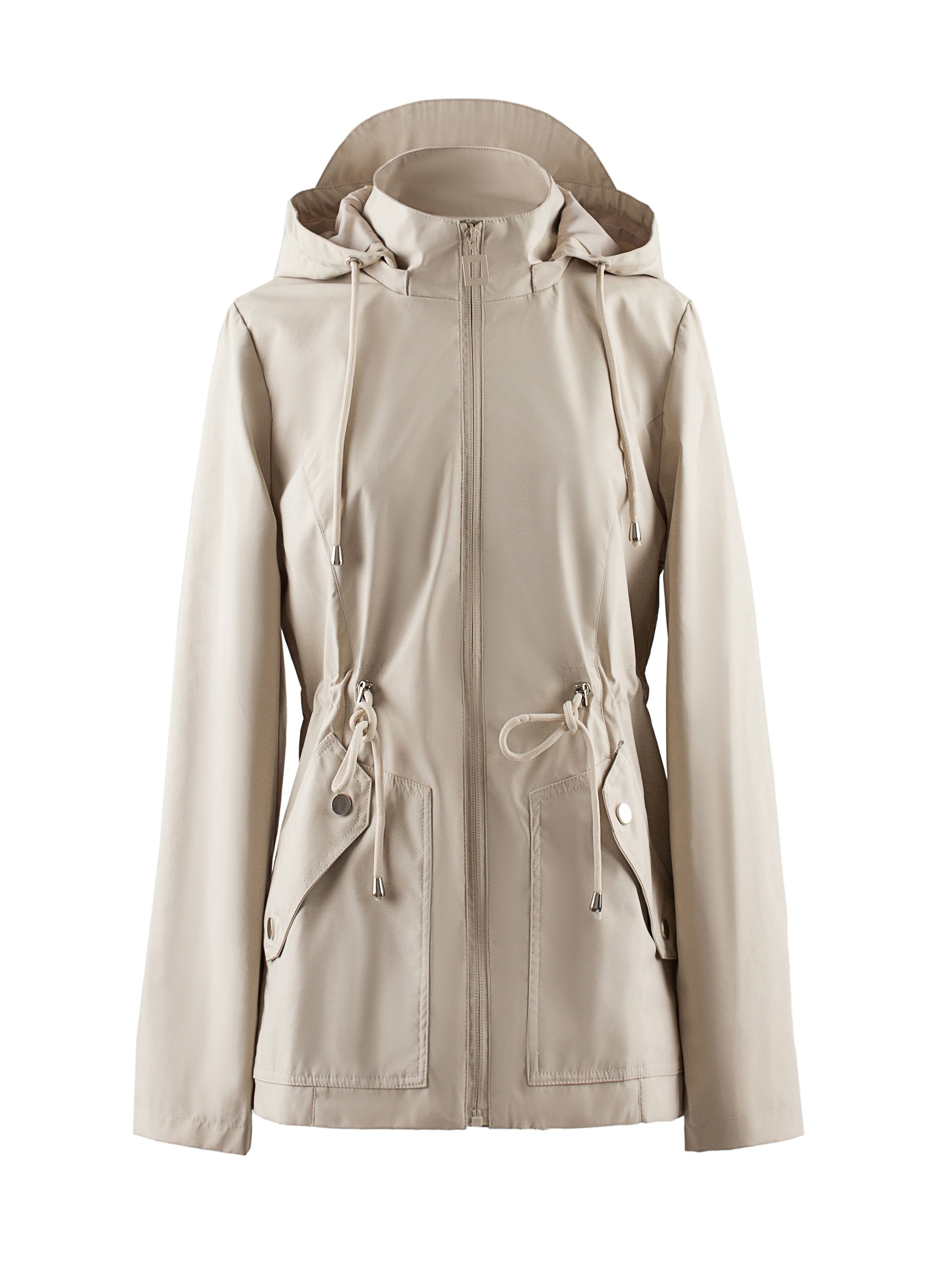 Dames Waterdichte Getailleerde Lente- en Herfstjas met Capuchon - Trenchcoat