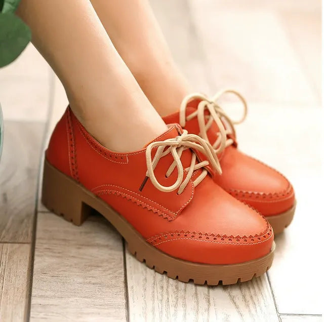 Dames Oxford Schoenen Vetersluiting Brogue Platformzool - Hakken Dames