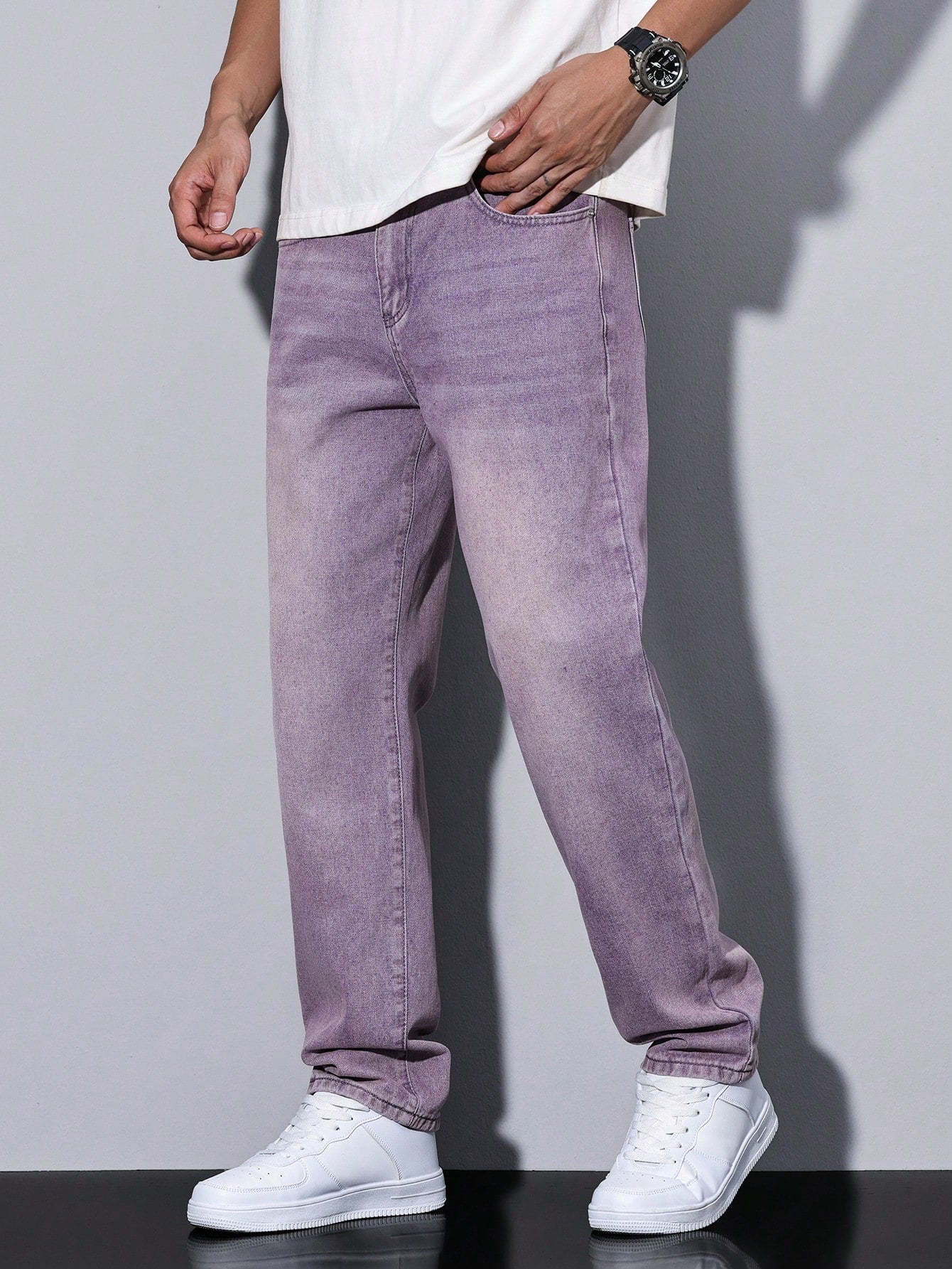 Mane - Casual gewassen herenjeans met rechte pijpen