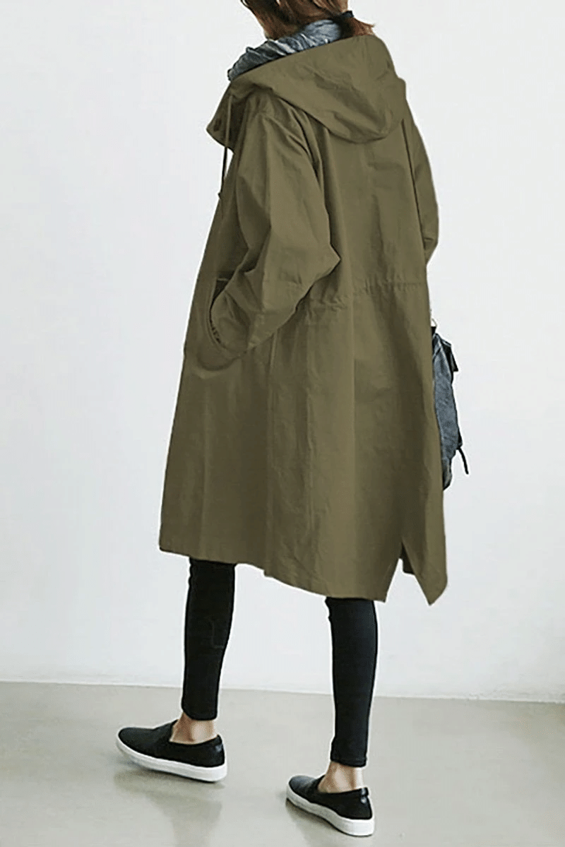 Dames Windjack met Knopen en Capuchon Waterdicht - Trenchcoat