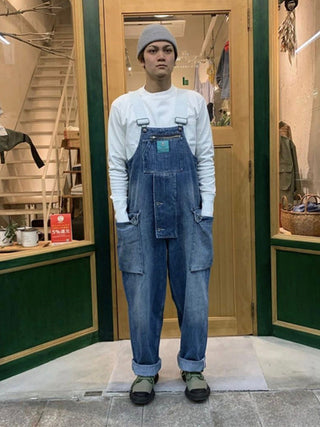 Versleten Denim Draagriemen Multi-Pocket Overalls