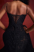 Betoverde Maxi-jurk met Corset Veters en Bloemmotieven