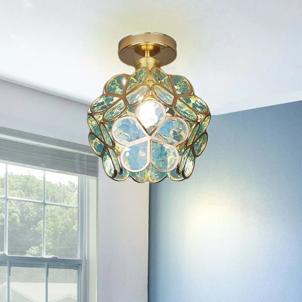Glazen Plafondlamp Bloemenontwerp Met Warme Gloed Sfeervol