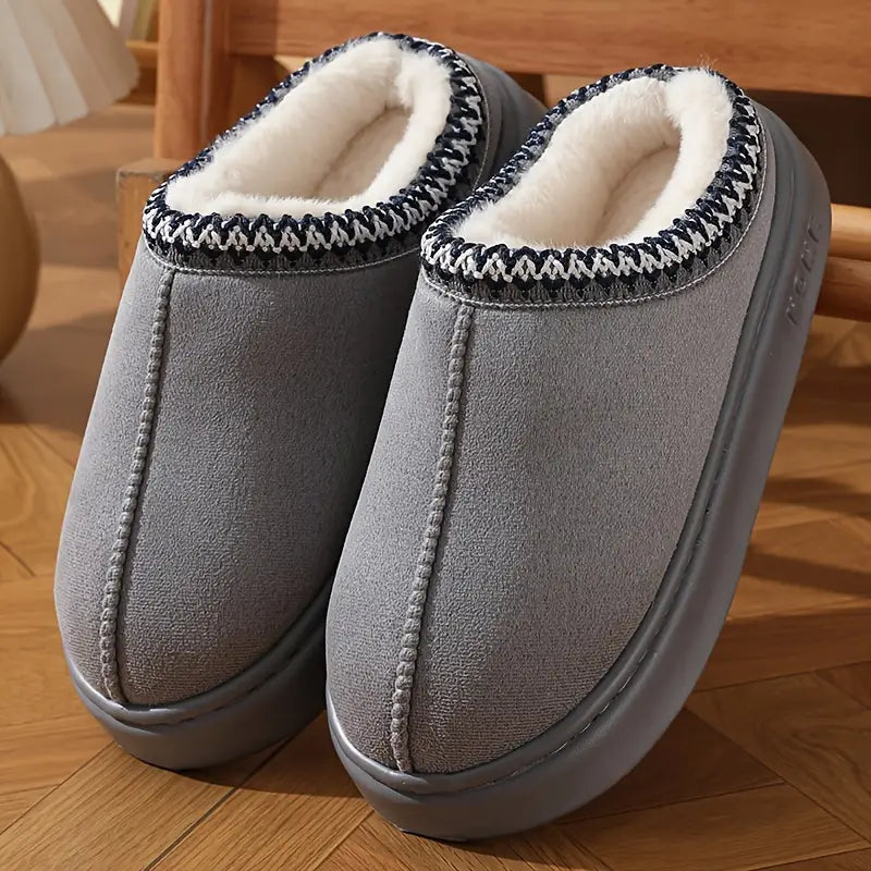 Slippers Met Fleece Voering Antislip EVA Zool Zwart Bruin - Sloffen - Pantoffels