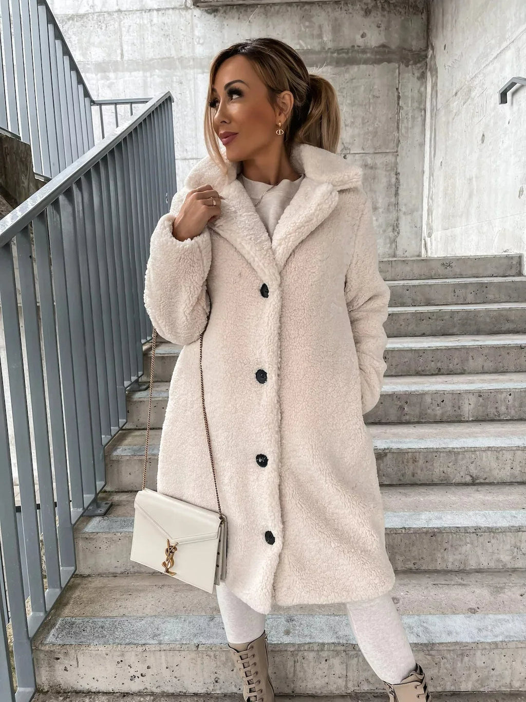 Trenchcoat Van Pluche Warm En Ademend Voor Koude Seizoen - Winterjas Dames