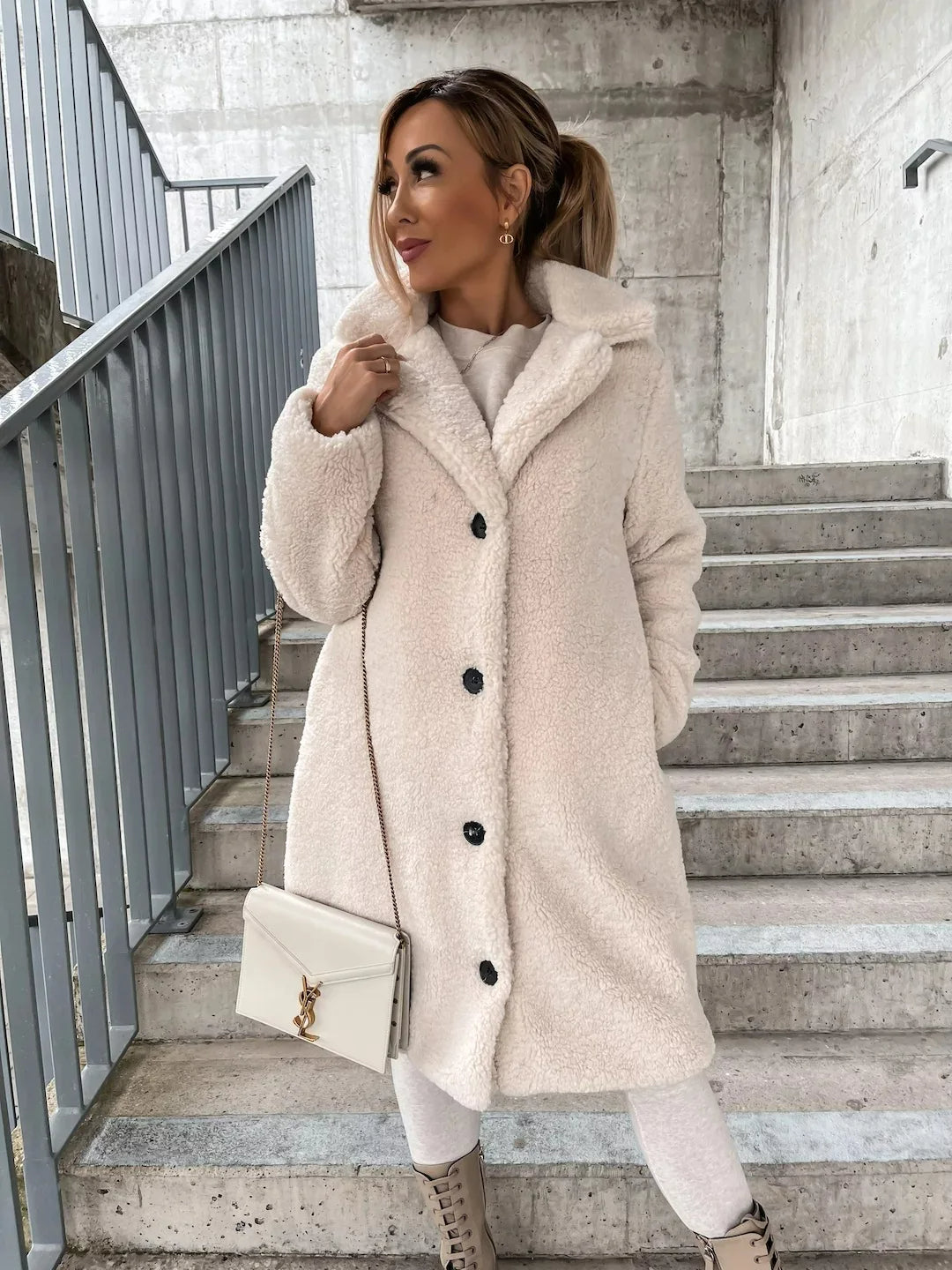 Trenchcoat Van Pluche Warm En Ademend Voor Koude Seizoen - Winterjas Dames