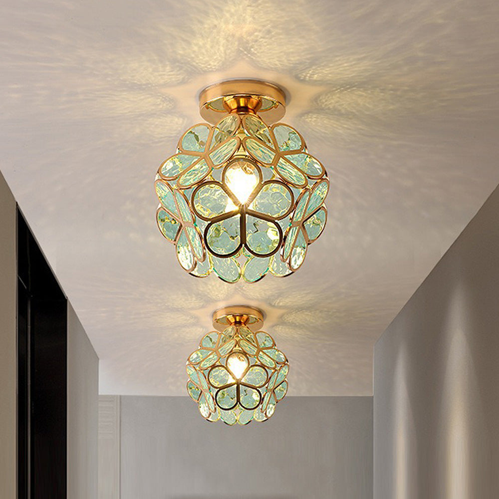 Glazen Plafondlamp Bloemenontwerp Met Warme Gloed Sfeervol