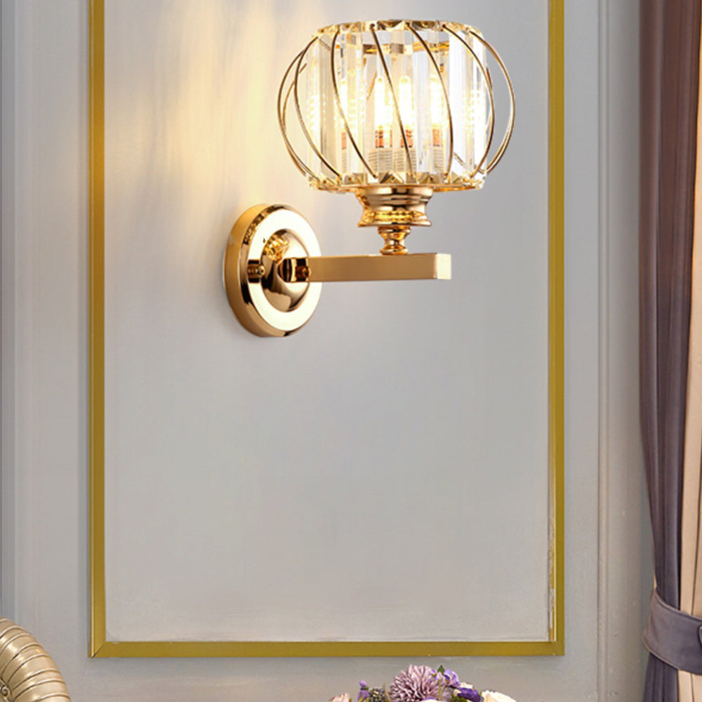 Contemporary Ronde Kristallen Hal Wandlamp Voor Elegante Gangen en Woonruimtes
