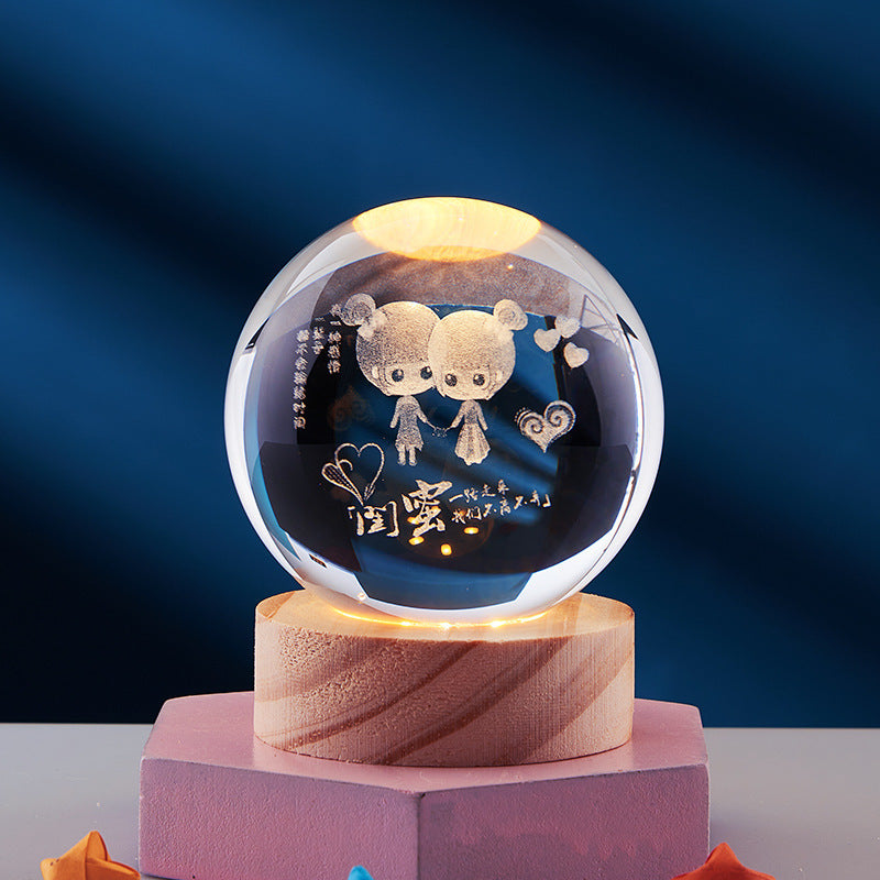 3D Led Nachtlamp Kristallen Ontwerp Met Betoverende Sfeer