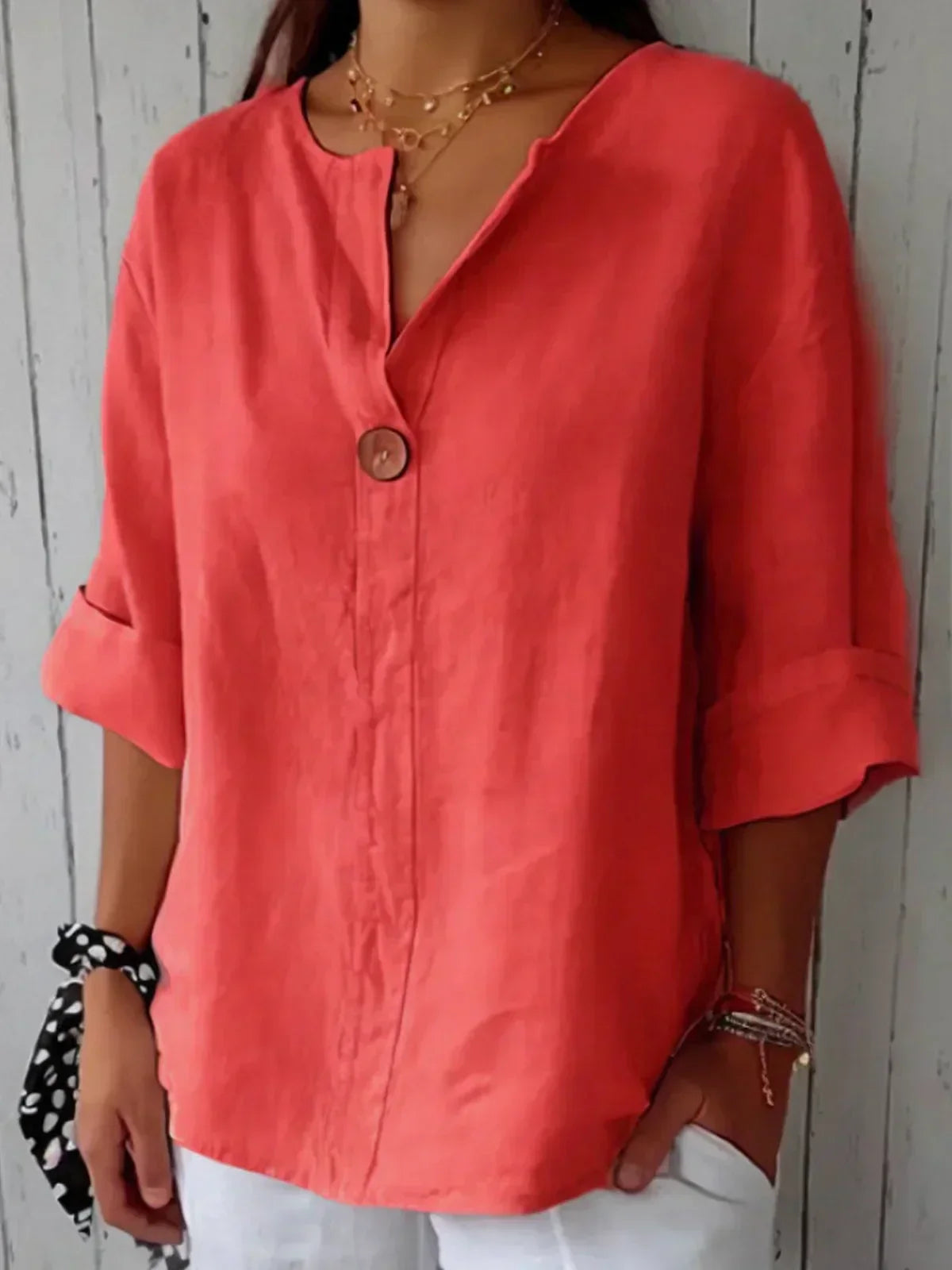 Casual V-Hals Blouse Voor Dames Met Comfortabele Pasvorm En Stijlvolle Look