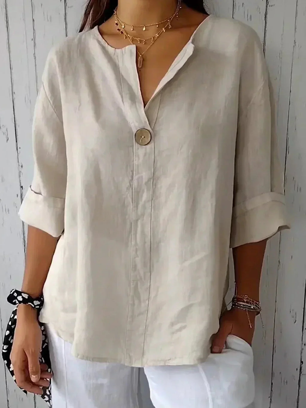 Casual V-Hals Blouse Voor Dames Met Comfortabele Pasvorm En Stijlvolle Look